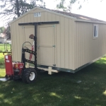 Setting the shed at its new home